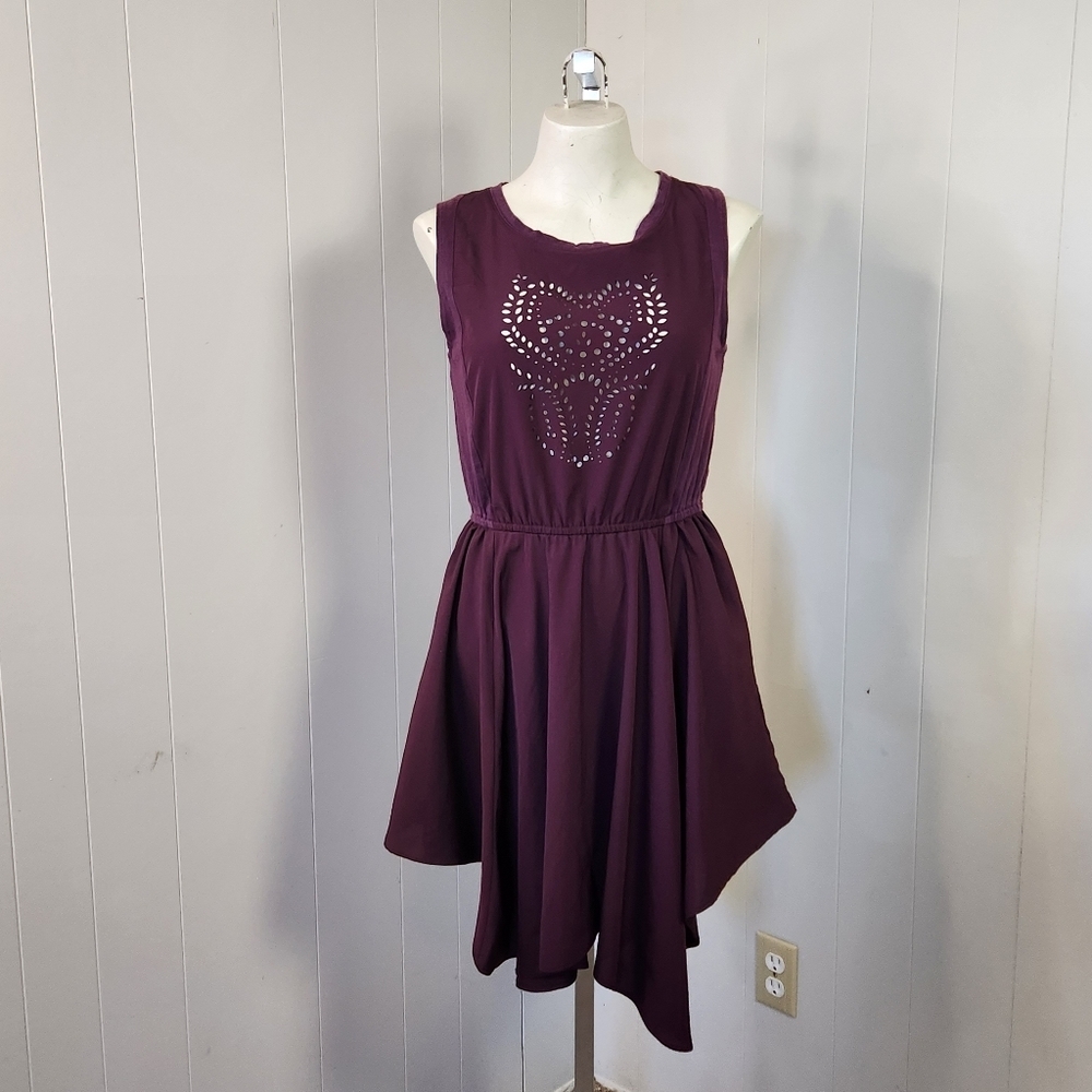 Element Purple Sleeveless A-Line Fit & Flare Summer Dress Sundress Cut-Out